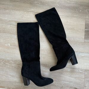 Karl Lagerfeld genuine leather suede knee high boots black size 8.5